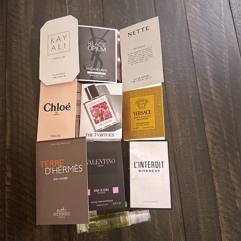 9 High End Perfume Sampler Designer Fragrance + FREE OUAI hair oil travel size